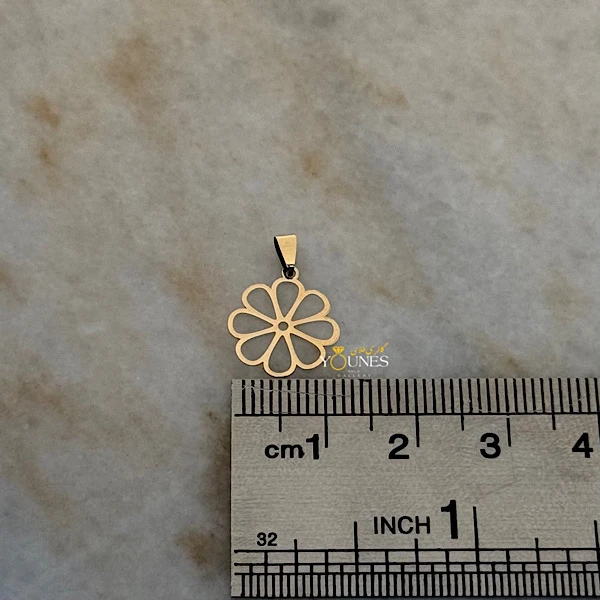 تصویر دوم آویز گل مینیمال طلا لیزری